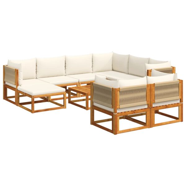 vidaXL 10-tlg. Gartensofa-Set mit Kissen Holz Akazie & Seil