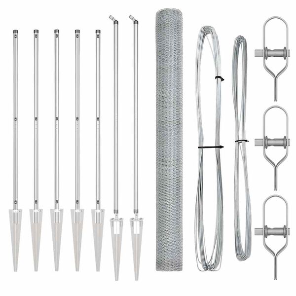 vidaXL Zaunpfosten Silber 10 x 1,5 m (25 mm Maschen) Stahl