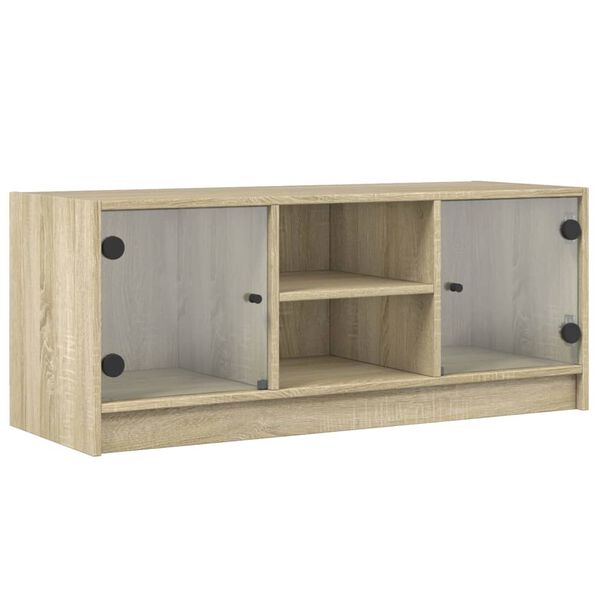 vidaXL TV-Schrank mit Glast&uuml;ren Sonoma-Eiche 102x37x42 cm