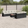 vidaXL 12-tlg. Garten-Sofagarnitur mit Kissen Schwarz Poly Rattan