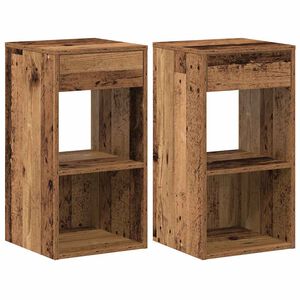 vidaXL Nachttische mit Schubladen 2 Stk. Altholz-Optik 35x34x66,5 cm