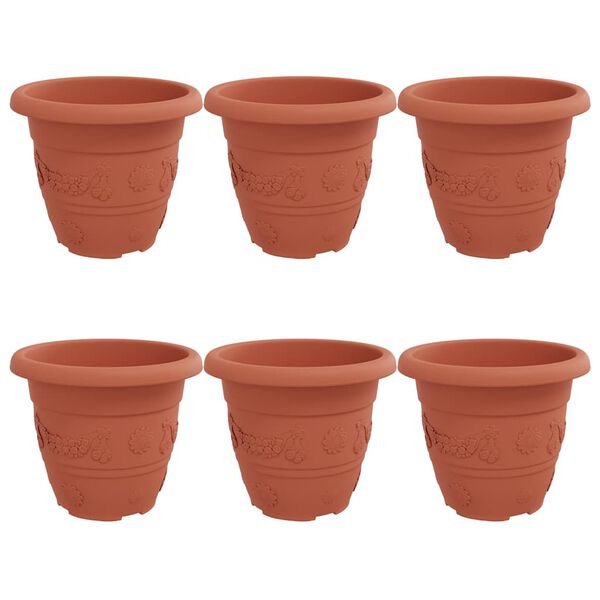 vidaXL Runder Blumentopf 6 pcs Ziegelrot &Oslash; 26 x 21,5 cm Kunststoff