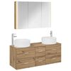 vidaXL Badezimmerm&ouml;bel-Set 4 stk. Artisan-Eiche Ingenieurholz und Glas