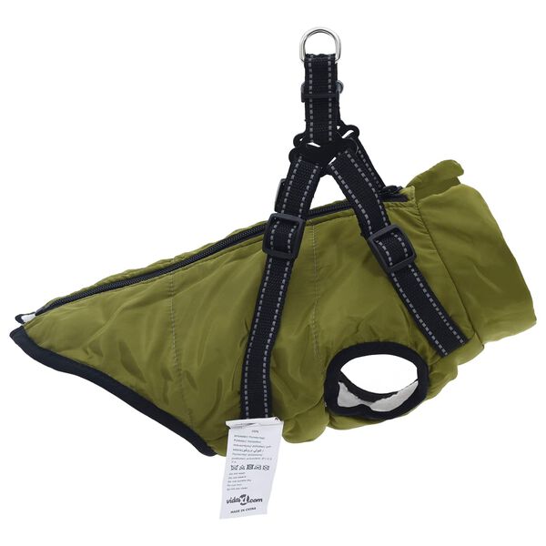 vidaXL Hundemantel Olivegr&uuml;n L36 Fleece und Polyester
