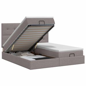 vidaXL Ottoman Bett mit Matratze mit Kopfteil 2 Stk. Taupe Stoff