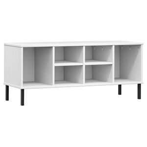 vidaXL Schuhregal OSLO mit Metallbeinen Wei&szlig; 106x35x45 cm Massivholz