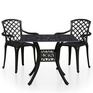vidaXL 3-tlg. Bistro-Set Aluminiumguss Schwarz