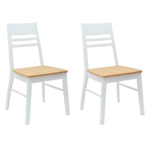 vidaXL Esszimmerst&uuml;hle 2 stk. Massives Gummiholz Wei&szlig; 43 x 54 x 89 cm