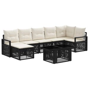 vidaXL Gartensofa-set 8 stk. Schwarz und Cremewei&szlig; Poly-Rattan