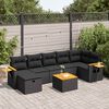 vidaXL 8-tlg. Garten-Sofagarnitur mit Kissen Schwarz Poly Rattan