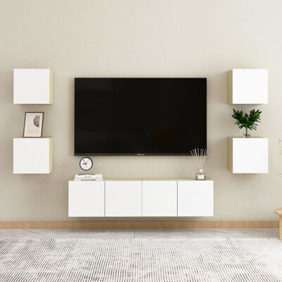 vidaXL TV-Wandschrank Weiß Sonoma-Eiche 30,5x30x30 cm