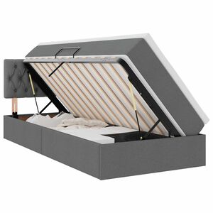vidaXL LED-Speicherbett mit Matratze Dunkelgrau 90 x 190 cm Stoff
