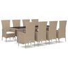 vidaXL 9-tlg. Garten-Essgruppe mit Kissen Beige Poly Rattan