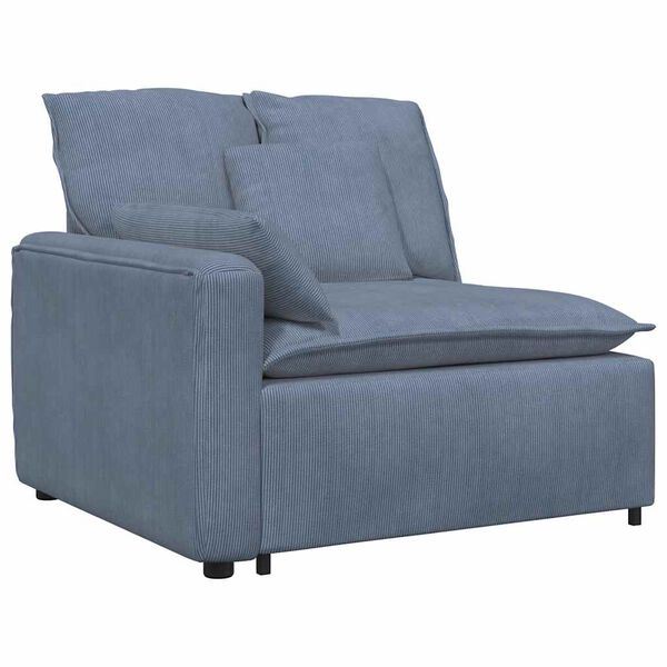 vidaXL Modulares Sofa mit Fußhocker Kissen Cordstoff Blau