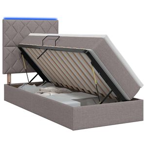 vidaXL LED-Speicherbett mit Matratze Taupe 100 x 200 cm Stoff