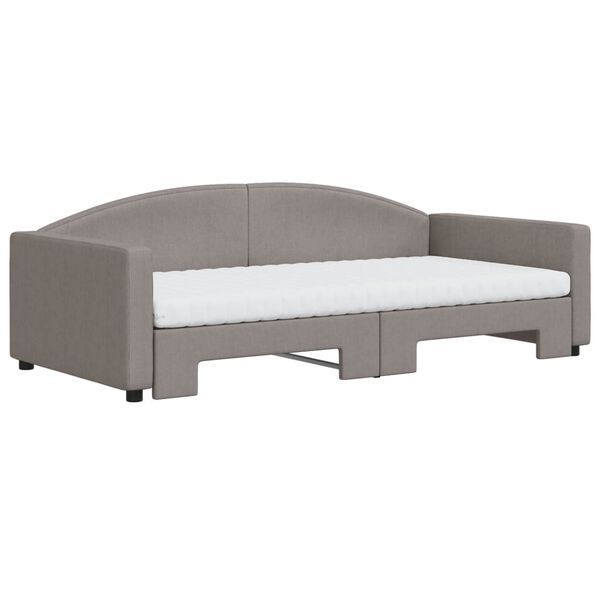 vidaXL Tagesbett Ausziehbar mit Matratzen Taupe 100x200 cm Stoff