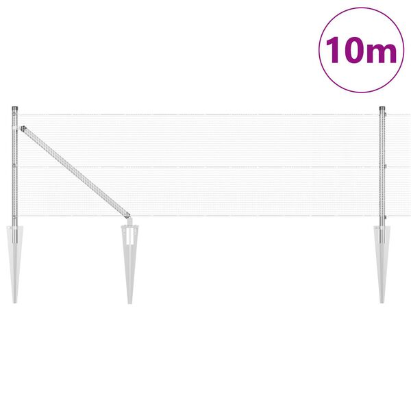 vidaXL Zaunpfosten Silber 10 x 0,4 m (12 x 12 mm Maschen) Stahl