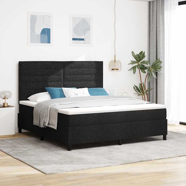 vidaXL Boxspringbett mit Matratze mit LED Schwarz 180 x 200 cm Stoff