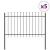 vidaXL Gartenzaun 5 pcs Grau 8,5 x 0,8 m Pulverbeschichteter Stahl