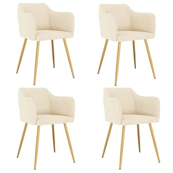 vidaXL Esszimmerst&uuml;hle 4 Stk. Creme Samt