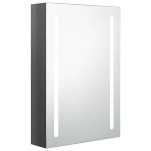 vidaXL LED-Bad-Spiegelschrank Gl&auml;nzendes Grau 50x13x70 cm