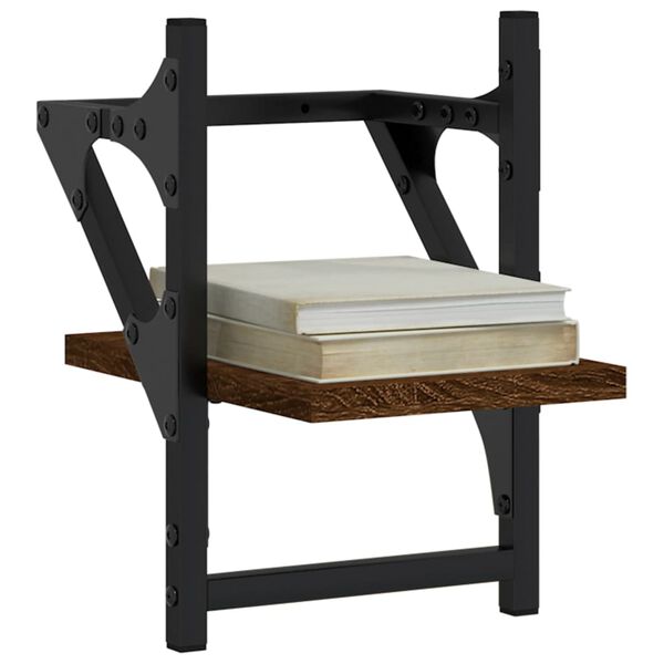 vidaXL Wandregale mit Stangen 2 Stk. Braun Eichen-Optik 20x25x30 cm