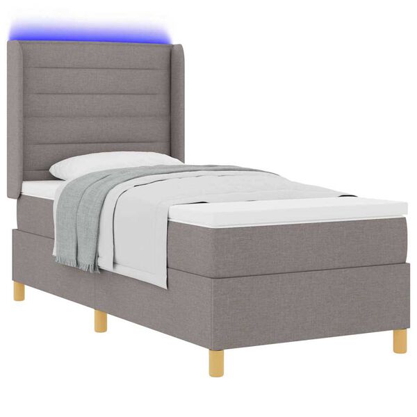 vidaXL Boxspringbett mit Matratze mit LED Taupe 80 x 200 cm Stoff