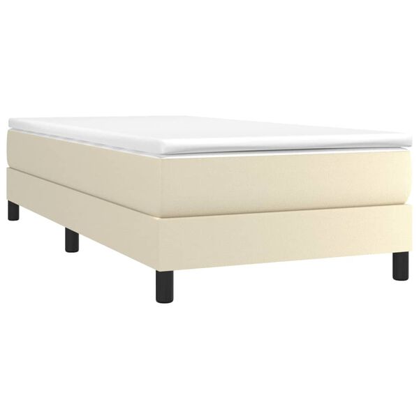 vidaXL Boxspringbett mit Matratze Creme 90x190 cm Kunstleder