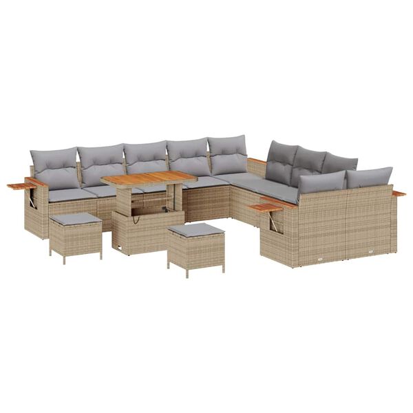 vidaXL Gartensofa-set mit Kissen 13 pcs Beige und Hellgrau