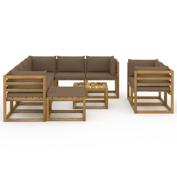 vidaXL 10-tlg. Garten-Lounge-Set mit Kissen Taupe