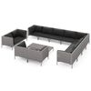 vidaXL 13-tlg. Garten-Lounge-Set mit Kissen Poly Rattan Dunkelgrau