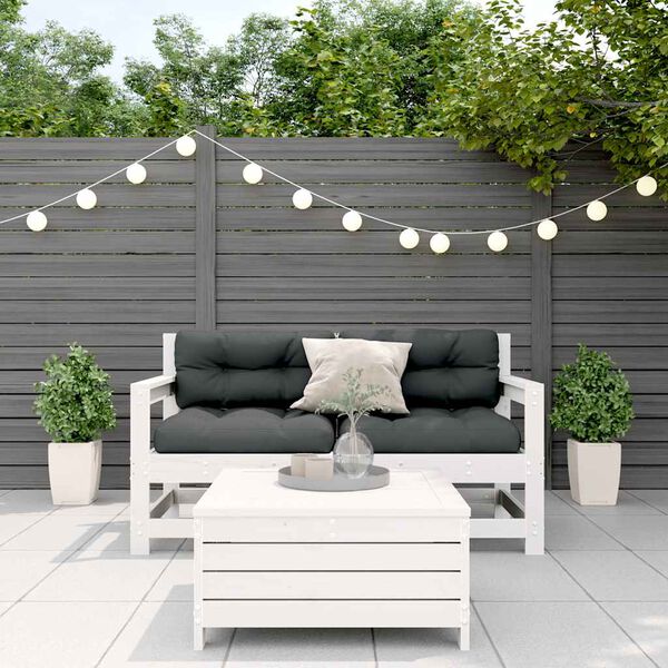 vidaXL 3-tlg. Garten-Lounge-Set mit Kissen Wei&szlig; Massivholz Kiefer