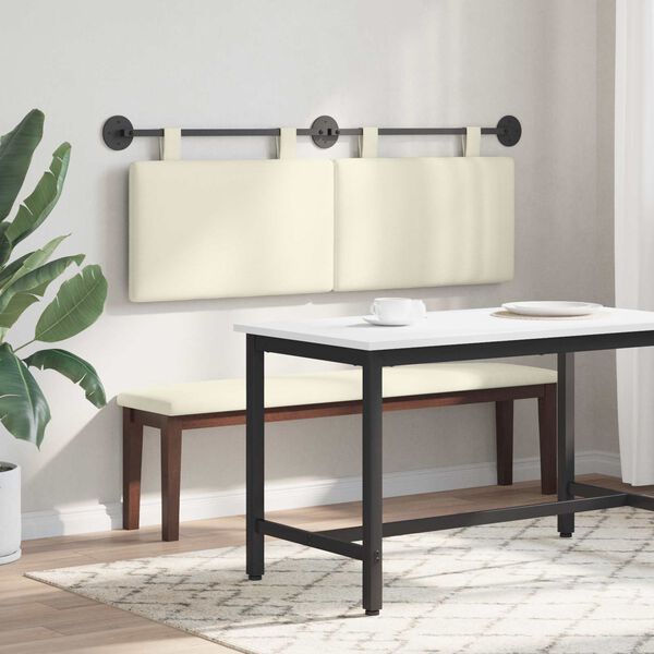 vidaXL H&auml;ngevorderseite Wandmontiert Creme 150 x 55 x 5 cm Cordstoff