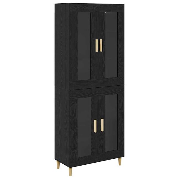 vidaXL Highboard Schwarz Eichen-Optik 69,5 x 34 x 180 cm Holzwerkstoff