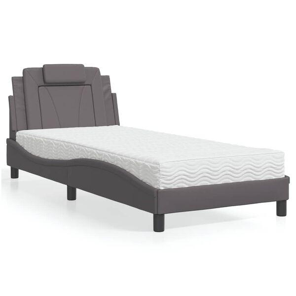 vidaXL Bett "Viana" mit Matratze Grau 80x200 cm Kunstleder