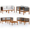 vidaXL 5-tlg. Garten-Lounge-Set mit Kissen Cremefarbenes Holz Akazie & Seil