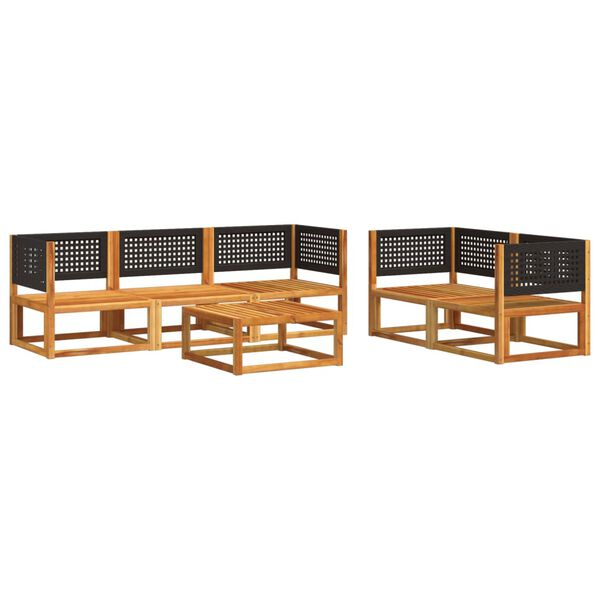 vidaXL 6-tlg. Gartensofa-Set mit Kissen Holz Akazie & Rattan
