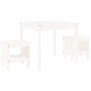 vidaXL 3-tlg. Garten-Bistro-Set Wei&szlig; Massivholz Kiefer