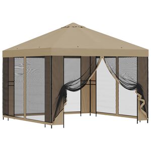 vidaXL Garten Pavillon mit Seitenw&auml;nden 3 x 3 m Beige