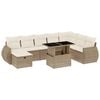 vidaXL 9-tlg. Garten-Sofagarnitur mit Kissen Beige Poly Rattan