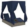 vidaXL Doppelte Sonnenliege mit Dach Grau 205 x 129 x 200 cm PE Rattan