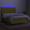 vidaXL Boxspringbett mit Matratze & LED Gr&uuml;n 140x190 cm Stoff