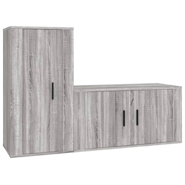 vidaXL 2-tlg. TV-Schrank-Set Grau Sonoma Holzwerkstoff