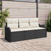 vidaXL Garten-Sofa-Set mit Kissen 3 pcs Schwarz Poly Rattan