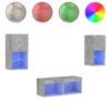 vidaXL 4-tlg. TV-Wohnwand mit LED-Leuchten Betongrau