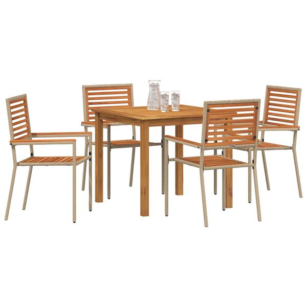 vidaXL Garten Essgruppe 5 pcs Beige Massivholz Akazie