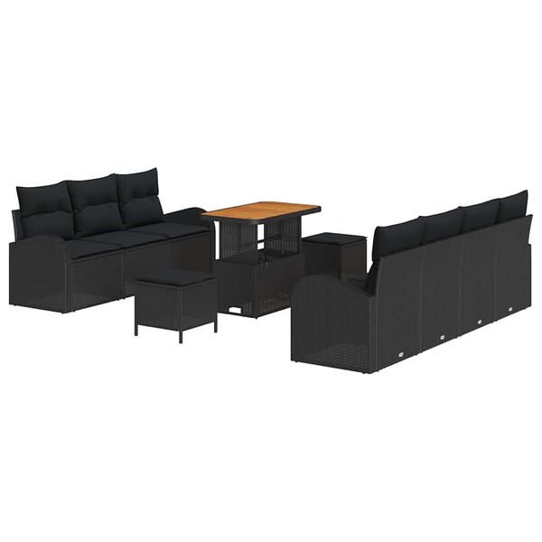 vidaXL Garten-Sofa-Set mit Kissen mit Speicher 10 pcs Schwarz