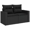 vidaXL 5tlg. Garten-Sofagarnitur mit Kissen Schwarz Poly Rattan Akazie