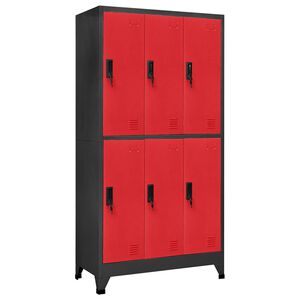 vidaXL Schlie&szlig;fachschrank Anthrazit und Rot 90x45x180 cm Stahl