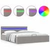 vidaXL Bett mit Bettkasten Hydraulisch LED Hellgrau Stoff 160x200 cm